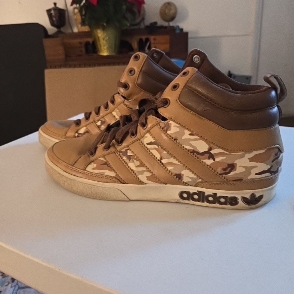 Adidas Men’s High-Top Sneakers in Brown Camo